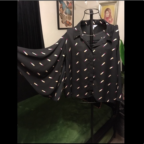 Ashley Nell Tipton Tops - ant cape sleeve button down top